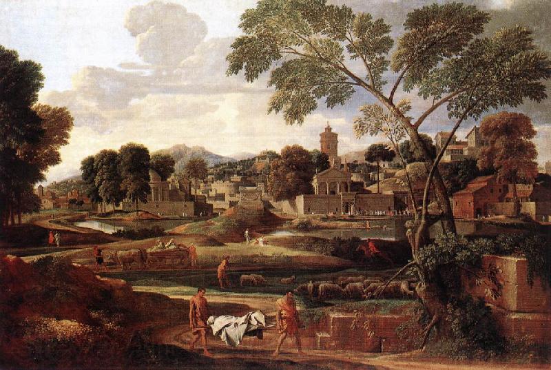 POUSSIN, Nicolas Landscape with the Funeral of Phocion af France oil painting art